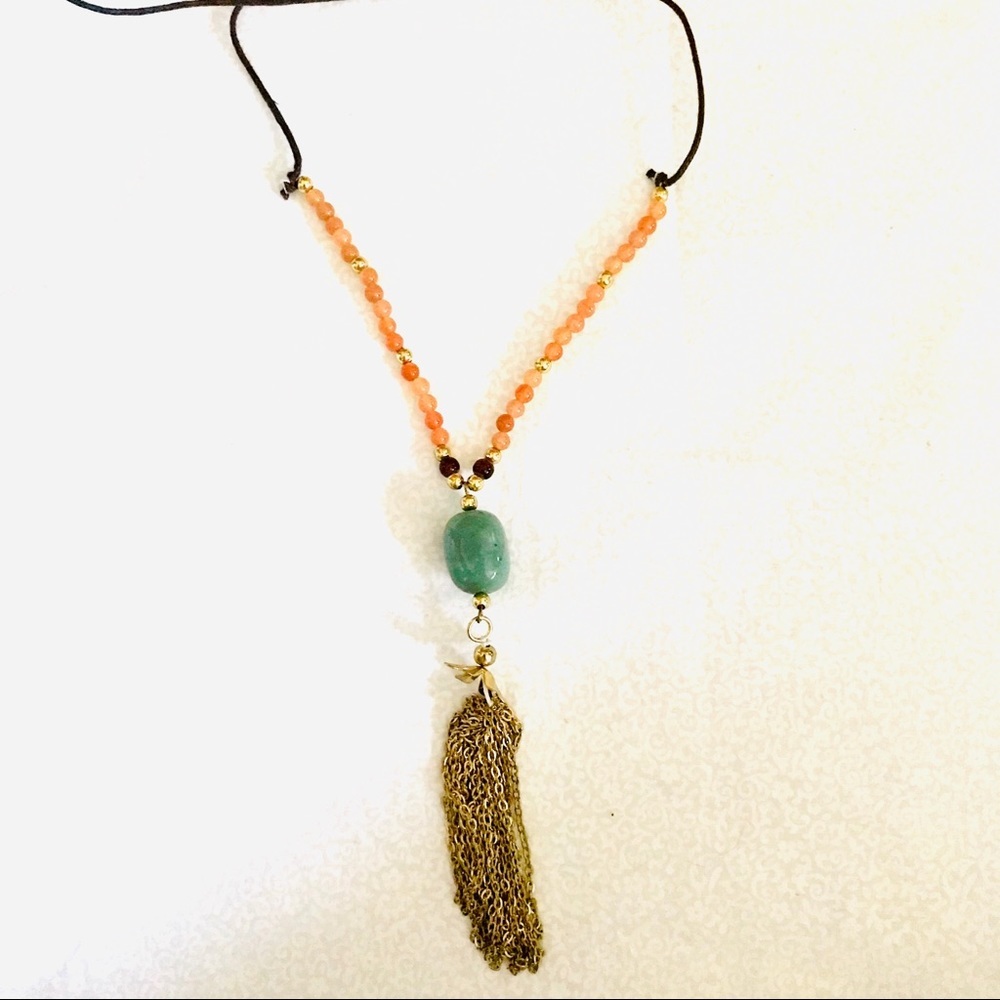Wet Seal Tassel Beaded Suede Corded Necklace